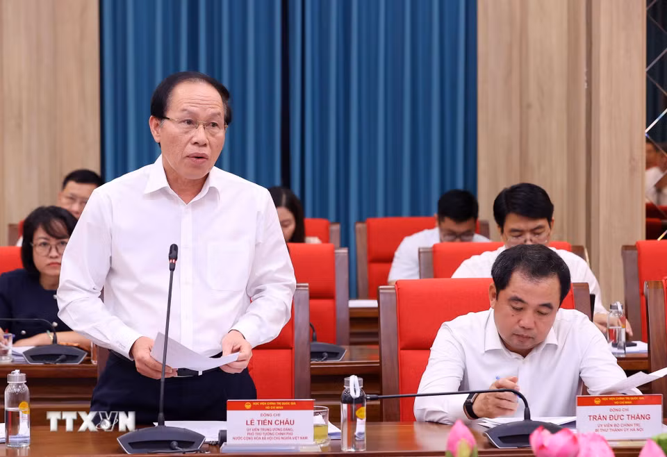 Đồng chí Lê Tiến Châu, Ủy viên Trung ương Đảng, Phó Thủ tướng Chính phủ phát biểu. (Ảnh: Văn Điệp/TTXVN)