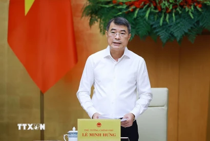 Thủ tướng Lê Minh Hưng chủ trì Phiên họp Chính phủ chuyên đề về xây dựng pháp luật (phiên thứ hai) tháng 8 năm 2026. (Ảnh: Dương Giang/TTXVN)