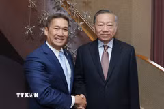 Tổng Bí thư, Chủ tịch nước Tô Lâm tiếp Quyền Bộ trưởng Hải quân Hoa Kỳ Hùng Cao. (Ảnh: Thống Nhất/TTXVN)