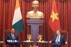 Tổng Bí thư, Chủ tịch nước Tô Lâm tiếp Chủ tịch Quốc hội Côte d’Ivoire Patrick Achi thăm chính thức Việt Nam. (Ảnh: Thống Nhất/TTXVN)
