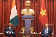 Tổng Bí thư, Chủ tịch nước Tô Lâm tiếp Chủ tịch Quốc hội Côte d’Ivoire Patrick Achi thăm chính thức Việt Nam. (Ảnh: Thống Nhất/TTXVN)