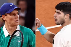 Jannik Sinner đối đầu Carlos Alcaraz ở chung kết Roland Garros 2025.