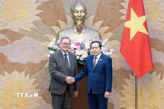 Chủ tịch Quốc hội Trần Thanh Mẫn tiếp Phó Chủ tịch Quốc hội Cộng hòa Liên bang Đức Bodo Ramelow. (Ảnh: Doãn Tấn/TTXVN)