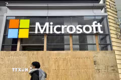 Biểu tượng tập đoàn Microsoft tại New York, Mỹ. (Ảnh: Kyodo/TTXVN)