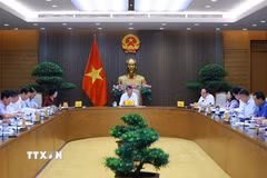 Thủ tướng Lê Minh Hưng làm việc với lãnh đạo Bộ Y tế và các bộ về dự thảo sửa đổi, bổ sung một số điều của luật trong lĩnh vực y tế. (Ảnh: Dương Giang/TTXVN)