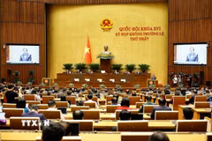 Chủ tịch Quốc hội Trần Thanh Mẫn phát biểu bế mạc Kỳ họp không thường lệ thứ nhất, Quốc hội khóa XVI. (Ảnh: Doãn Tấn/TTXVN)