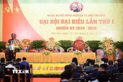 Đại hội đại biểu Đảng bộ Bộ Nông nghiệp và Môi trường nhiệm kỳ 2025-2030. (Ảnh: Lê Đông/TTXVN)