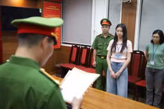 Nguyễn Thúc Thùy Tiên tại cơ quan Công an. (Nguồn: Bộ Công an)
