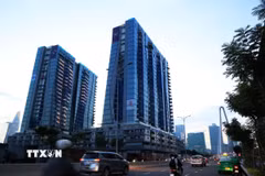 Khu vực lõi Trung tâm tài chính quốc tế ở bán đảo Thủ Thiêm, phường An Khánh, Thành phố Hồ Chí Minh. (Ảnh: Hồng Đạt/TTXVN)