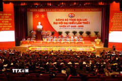 Lễ bế mạc Đại hội đại biểu Đảng bộ tỉnh Gia Lai lần thứ nhất, nhiệm kỳ 2025-2030. (Ảnh: Đình Quân/TTXVN)