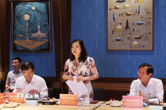 Thứ trưởng Lê Thị Thu Hằng, Trưởng Tiểu ban Tuyên truyền Văn hóa APEC 2027 phát biểu tại buổi làm việc. (Ảnh: Lê Huy Hải/TTXVN)