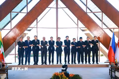 Thủ tướng Chính phủ Lê Minh Hưng và các Trưởng đoàn tham dự Phiên họp hẹp Hội nghị Cấp cao ASEAN lần thứ 48. (Ảnh: Dương Giang/TTXVN)