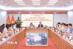 Tọa đàm chuyên đề: “Những nội dung cốt lõi, chiến lược trong giáo dục, đào tạo và định hướng thông tin các vấn đề nóng trong lĩnh vực giáo dục, đào tạo.” (Ảnh: Minh Quyết/TTXVN)