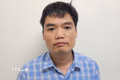 Lê Minh Giáp tại Cơ quan Công an. (Ảnh: TTXVN phát)