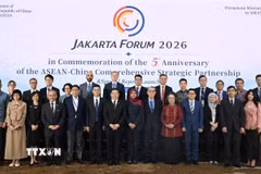 Các đại biểu tham dự Diễn đàn Jakarta 2026 kỷ niệm 5 năm Quan hệ Đối tác Chiến lược Toàn diện ASEAN - Trung Quốc. (Ảnh: Minh Thái/TTXVN)