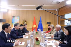 Tổng Bí thư, Chủ tịch nước Tô Lâm gặp hẹp Chủ tịch Hội đồng châu Âu Antonio Costa. (Ảnh: Thống Nhất/TTXVN)
