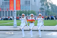 Trang nghiêm Lễ Thượng cờ kỷ niệm 81 năm Quốc khánh nước Cộng hòa XHCN Việt Nam. (Ảnh: Phạm Kiên/TTXVN)