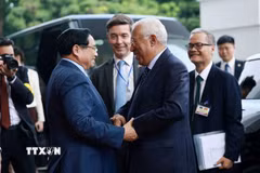 Thủ tướng Phạm Minh Chính hội kiến Chủ tịch Hội đồng châu Âu António Costa. (Ảnh: Dương Giang/TTXVN)