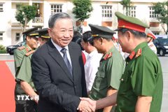 Tổng Bí thư Tô Lâm thăm làm việc với Công an tỉnh Bình Phước. (Ảnh: Thống Nhất/TTXVN)
