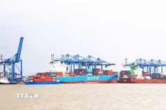 Tàu trọng tải lớn cập Cảng Cát Lái, thành phố Thủ Đức. (Ảnh: Hồng Đạt/TTXVN)