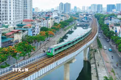 Tuyến đường sắt đô thị Cát Linh-Hà Đông. (Ảnh: Phan Phương/TTXVN)