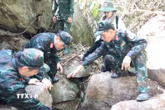 Khu vực hài cốt liệt sỹ được Bộ Chỉ huy Quân sự thành phố Đà Nẵng tìm thấy tại Hang Đá Sập, xã Hà Nha. (Ảnh: Khoa Chương/TTXVN)
