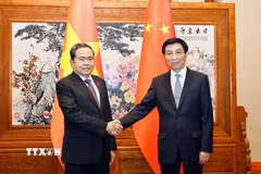 Chủ tịch Quốc hội Trần Thanh Mẫn hội kiến Chủ tịch Chính hiệp toàn quốc Trung Quốc Vương Hộ Ninh. (Ảnh: Doãn Tấn/TTXVN)