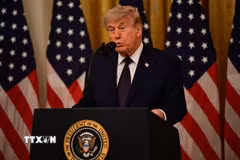 Tổng thống Mỹ Donald Trump phát biểu tại Washington, D.C. (Ảnh: AA/TTXVN phát)