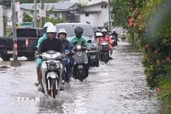 Ngập sâu tại thủ đô Bangkok, Thái Lan do mưa lớn ngày 26/9/2026. (Ảnh: THX/TTXVN phát)