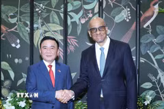 Thường trực Ban Bí thư Trần Cẩm Tú hội kiến Tổng thống Singapore Tharman Shanmugaratnam. (Ảnh: Phương Hoa/TTXVN)