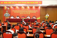 Đồng chí Lê Minh Trí, Ủy viên Bộ Chính trị, Bí thư Trung ương Đảng, Trưởng Ban Nội chính Trung ương, Phó Trưởng Ban Thường trực Ban Chỉ đạo Trung ương về phòng, chống tham nhũng, lãng phí, tiêu cực phát biểu chỉ đạo. (Ảnh: An Đăng/TTXVN)