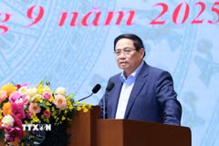 Thủ tướng Phạm Minh Chính kết luận phiên họp lần thứ tư của BCĐ về phát triển khoa học, công nghệ, đổi mới sáng tạo. (Ảnh: Dương Giang/TTXVN)