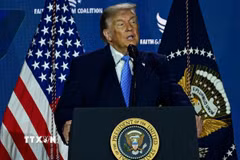 Tổng thống Mỹ Donald Trump phát biểu tại Washington, D.C. (Ảnh: AA/TTXVN phát)