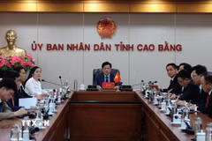 Đoàn đại biểu tỉnh Cao Bằng tham dự hội nghị. (Ảnh: Chu Hiệu/TTXVN)