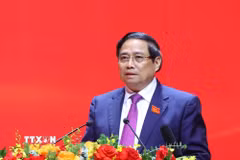 Đồng chí Phạm Minh Chính, Ủy viên Bộ Chính trị, Bí thư Đảng ủy, Thủ tướng Chính phủ phát biểu chỉ đạo. (Ảnh: Văn Điệp/TTXVN)