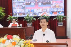 Đồng chí Lê Quang Tùng, Ủy viên Trung ương Đảng, Bí thư Thành ủy Cần Thơ phát biểu. (Ảnh: Ngọc Thiện/TTXVN)