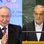 Tổng thống Nga Vladimir Putin (trái) và người đồng cấp Iran Masoud Pezeshkian. (Nguồn: THX-IRNA/TTXVN)