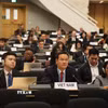 Đại sứ Mai Phan Dũng (ngồi bên phải) phát biểu trong phiên thảo luận chung tại khóa họp lần thứ 63 của Hội đồng Nhân quyền LHQ. (Ảnh: Anh Hiển/TTXVN)
