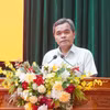 Bí thư Tỉnh ủy Quảng Ngãi Hồ Văn Niên phát biểu tại Hội nghị. (Ảnh: Cao Nguyên/TTXVN)