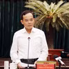Bí thư Thành ủy Thành phố Hồ Chí Minh Trần Lưu Quang chủ trì Hội nghị. (Ảnh: Tiến Lực /TTXVN)