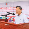 Ông Nguyễn Văn Tiến, Phó Cục trưởng Cục Quản lý đê điều và Phòng, chống thiên tai (Bộ Nông nghiệp và Môi trường) phát biểu tại buổi lễ. (Ảnh: Xuân Tiến/TTXVN)
