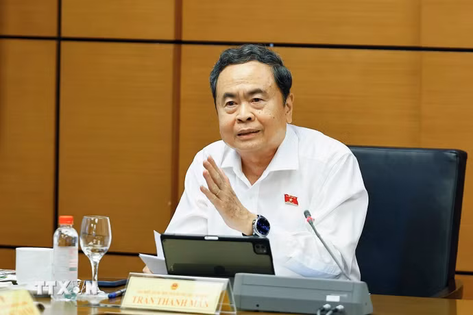 Chủ tịch Quốc hội Trần Thanh Mẫn, đại biểu Quốc hội Thành phố Hồ Chí Minh phát biểu. (Ảnh: Doãn Tấn/TTXVN)