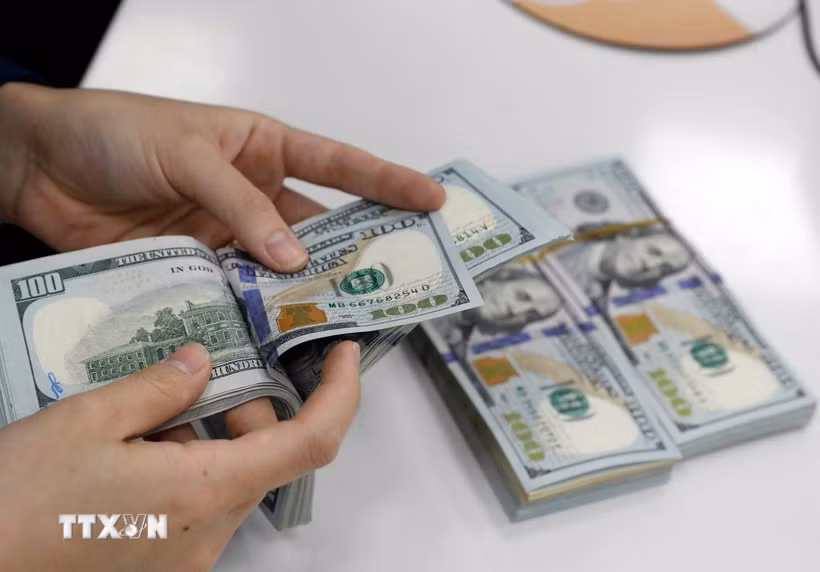 Hoạt động nghiệp vụ tại Vietinbank Ba Đình. (Ảnh: Trần Việt/TTXVN)