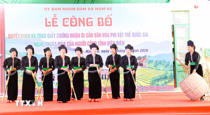 Nghệ thuật múa của người Cống được đưa vào Danh mục quốc gia về di sản văn hóa phi vật thể. (Ảnh: TTXVN phát)