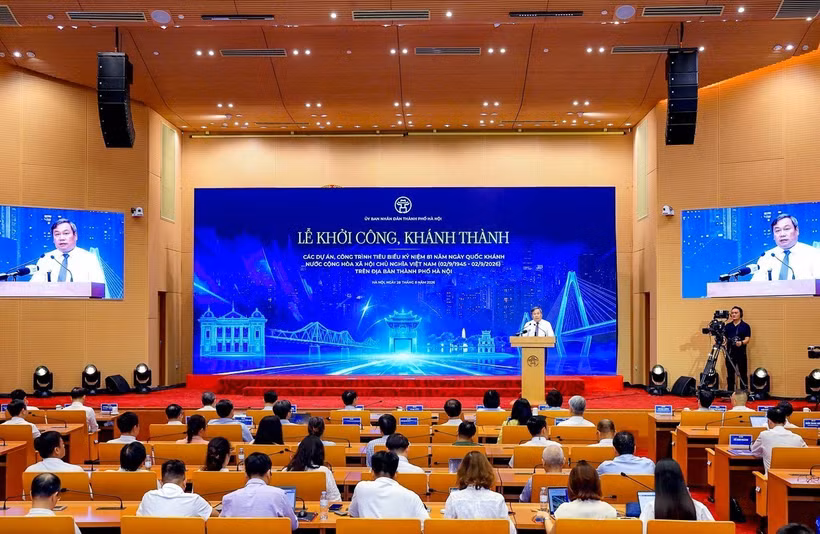 Toàn cảnh lễ khởi công, khánh thành các dự án, công trình tiêu biểu chào mừng kỷ niệm 81 năm Quốc khánh 2/9. (Ảnh: Trung Nguyên/TTXVN)