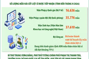 Đẩy nhanh việc lấy mẫu hài cốt liệt sỹ, phấn đấu hoàn thành trước 30/11/2026