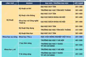 8 đại học Việt Nam vào top 500 thế giới theo nhóm ngành năm 2026