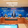 Phó Thống đốc Ngân hàng Nhà nước Phạm Thanh Hà chỉ đạo tại tọa đàm “Thúc đẩy tài chính toàn diện - Động lực từ thanh toán không dùng tiền mặt”. (Ảnh: Vietnam+)