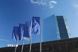 Trụ sở Ngân hàng Trung ương châu Âu (ECB) tại Frankfurt (Đức). (Ảnh: THX/TTXVN)