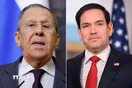 Ngoại trưởng Nga Sergei Lavrov (trái) và người đồng cấp Mỹ Marco Rubio. (Ảnh: Reuters/TTXVN)